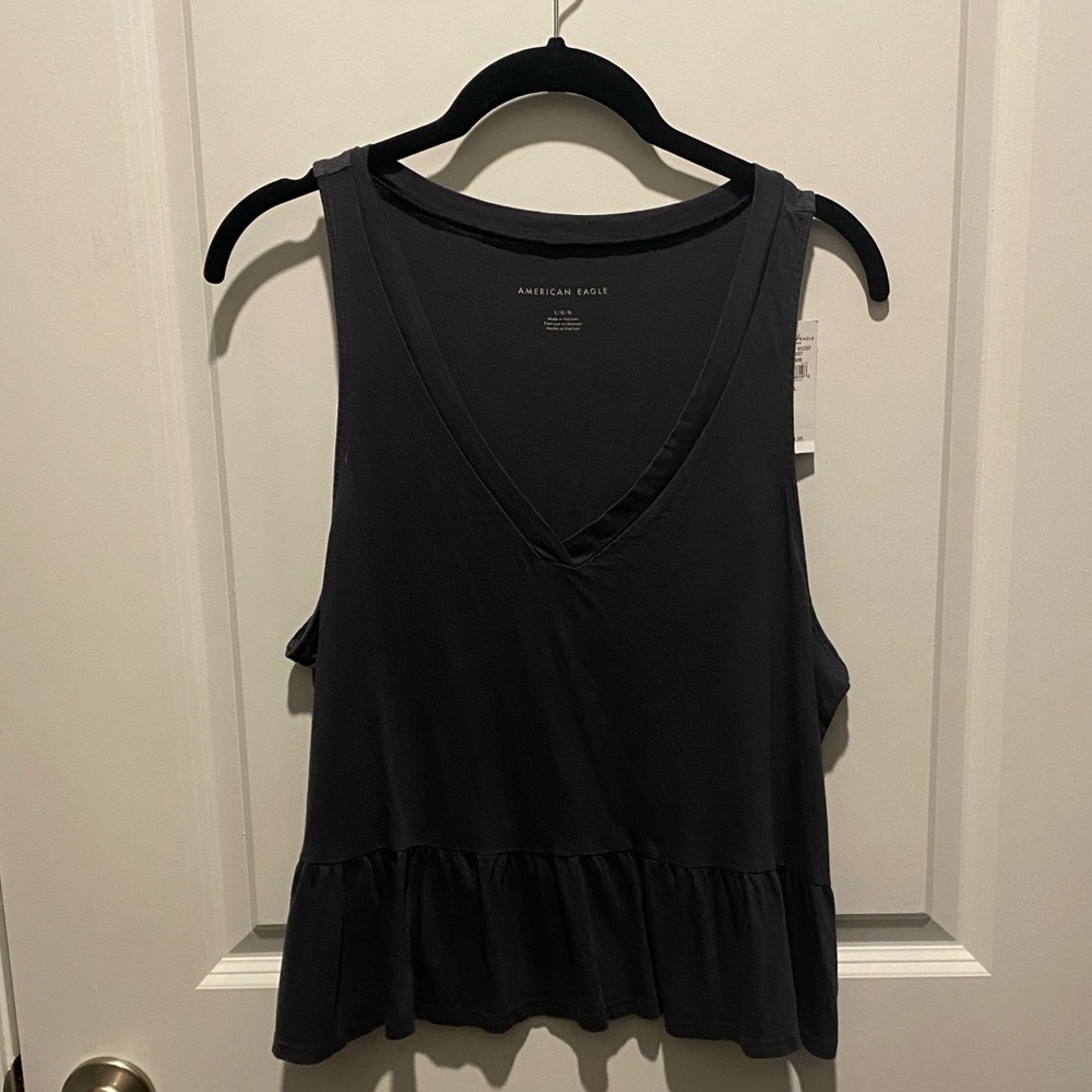 American Eagle Peplum Style Tank Top Gray Size L NWT